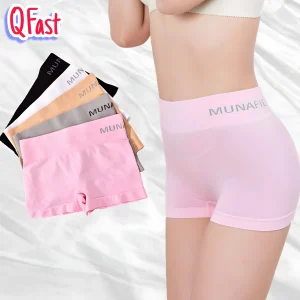 QFast P01 Panty For Women Premium Quality MUNAFIE Women Mid-Waist Seamless Panties Soft Stretch Boxer Briefs Comfortable Cotton Underwear Panty For Girls Undergarments