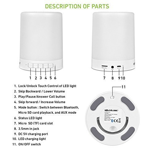 Touch Lamp Portable Bluetooth Speaker with Smart Colour Changing Touch Mode Night Lamp - Image 5