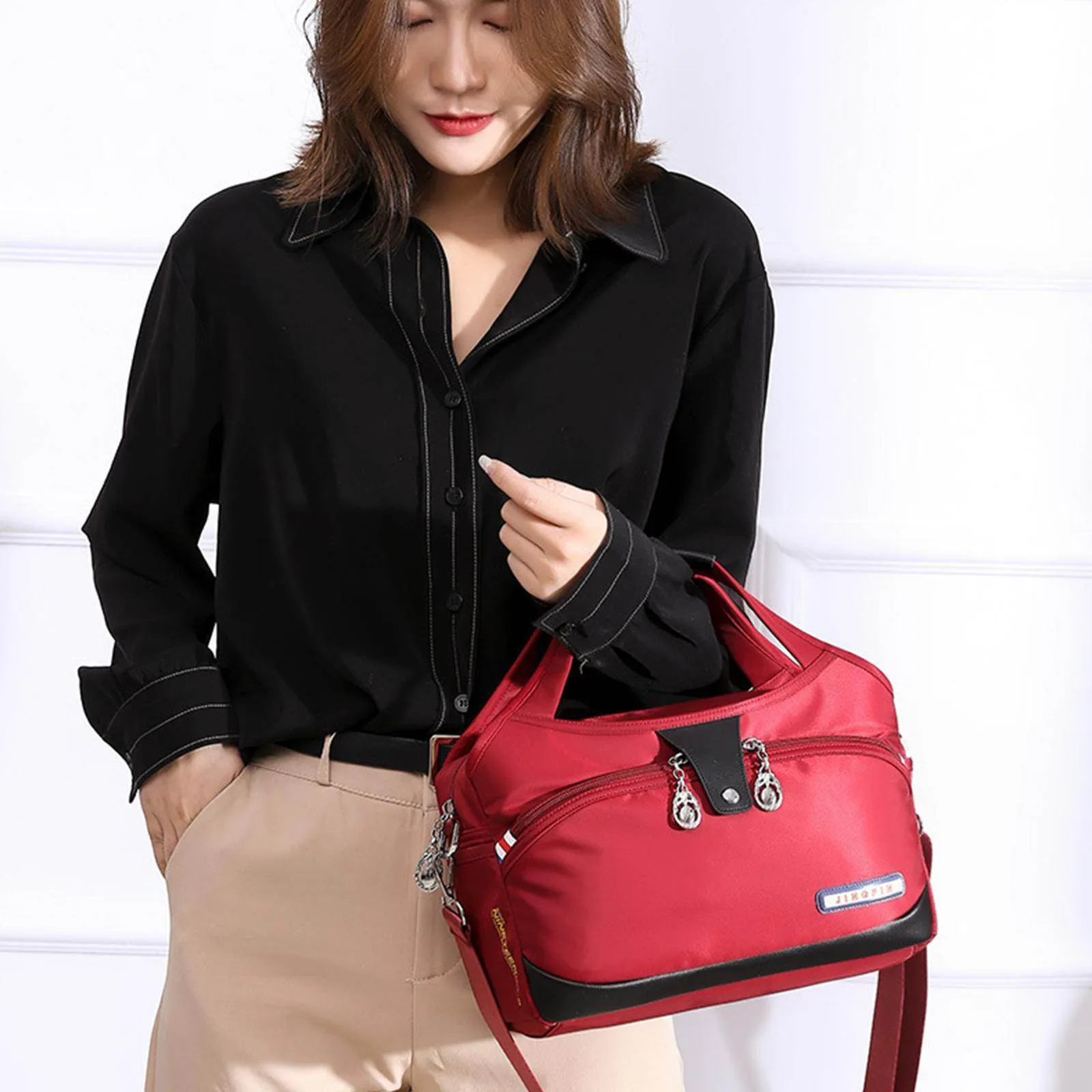 Large Capacity Waterproof Anti-theft Fashion (maroon ,black, blue) - Image 4