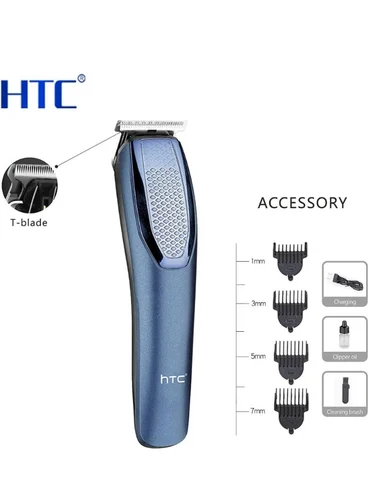 HTC AT-1210 Rechargeable Cordless Beard & Hair Trimmer For Men – 4 Clipper Attachments, 45 Min Runtime (Blue) - Image 3
