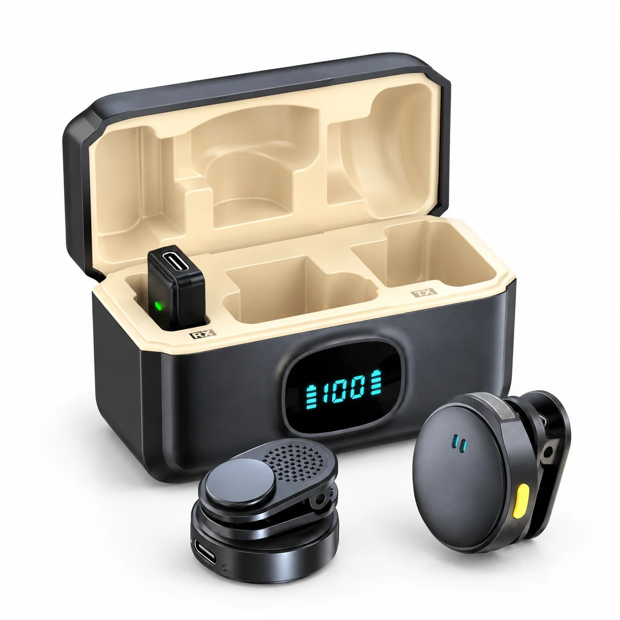 Premium Magnetic Dual Wireless Lavalier Microphone – Smart Charging Case with Digital Display, ENC Noise Cancellation & Plug-and-Play Mic for Vlogging, Interviews & Streaming - Image 2