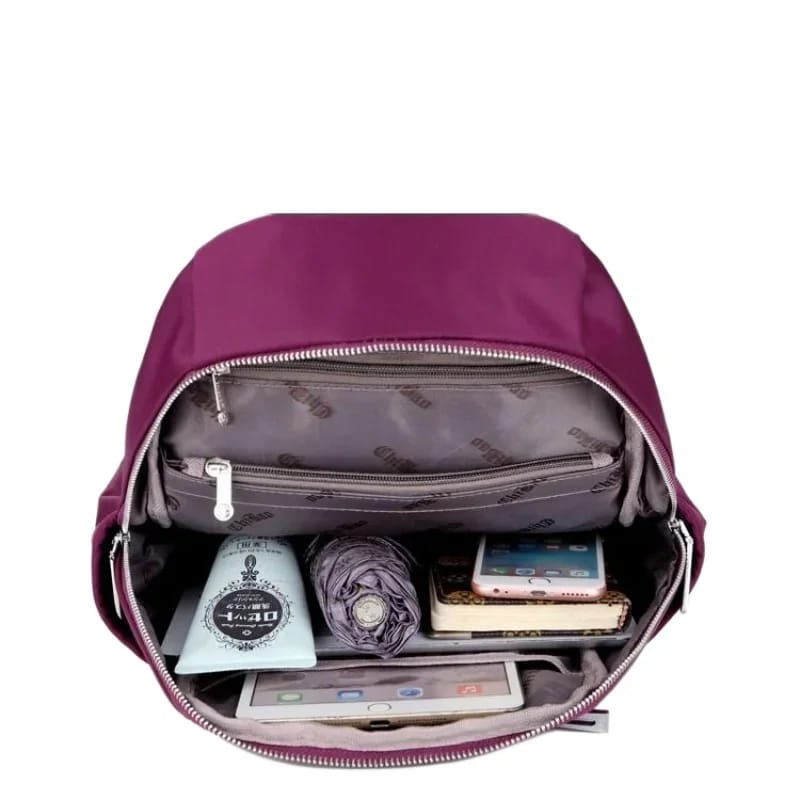 Nylon Backpack Durable Waterproof Casual Shoulder Bag (purple) - Image 2