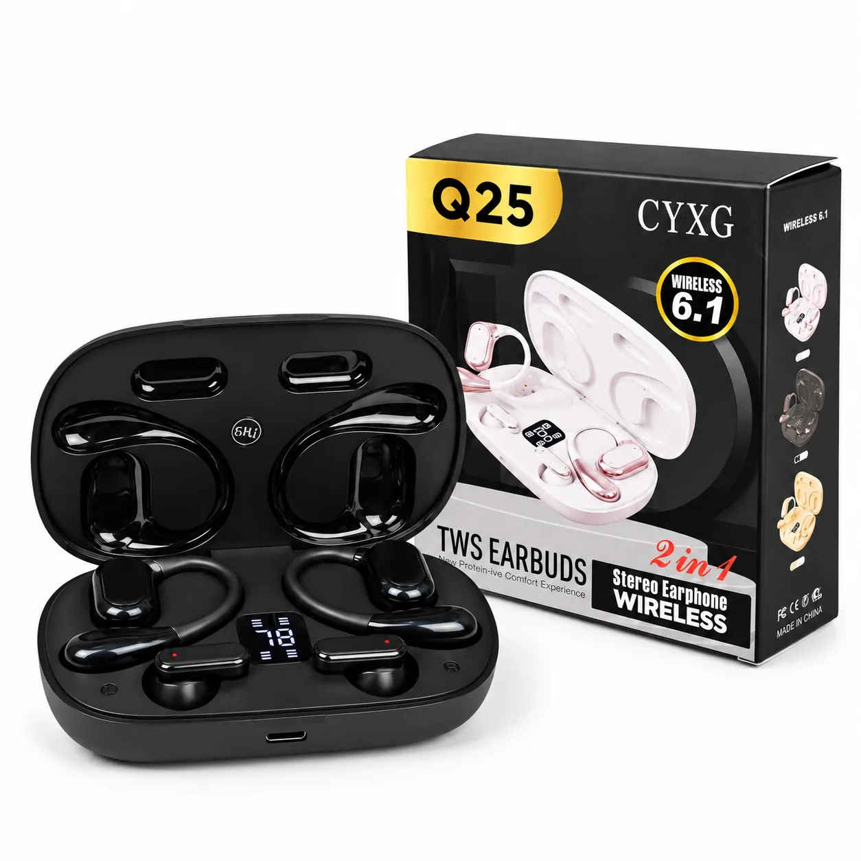 Couple Soft Ear Hooks TWS Q25 2-in-1 Wireless Earbuds - Image 5