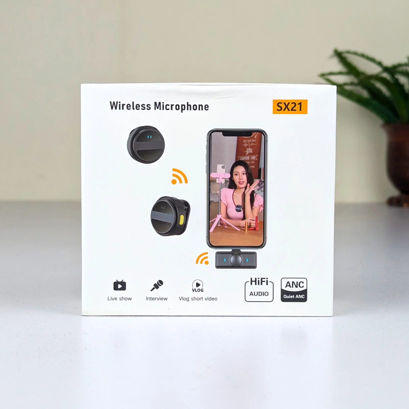 SX21-New 2-in-1 Wireless Lavalier Microphone – Dual Mic Setup for Crystal Clear Mobile Recording - Image 2