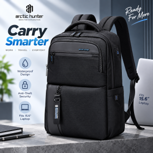 Arctic Hunter B00477 City Hunter Waterproof Anti-Theft Backpack – 15.6 Inch Laptop Compartment, Durable Smart Business Travel Daypack with Hidden Zippers & Ergonomic Padded Support