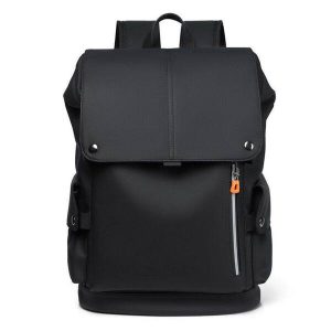 Men's Premium Waterproof PU Leather Laptop Backpack - Black