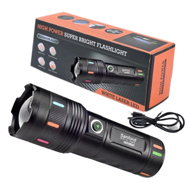 High Power Sanford Super Bright Flashlight – Slide Zoom White Laser LED Edition - Image 2