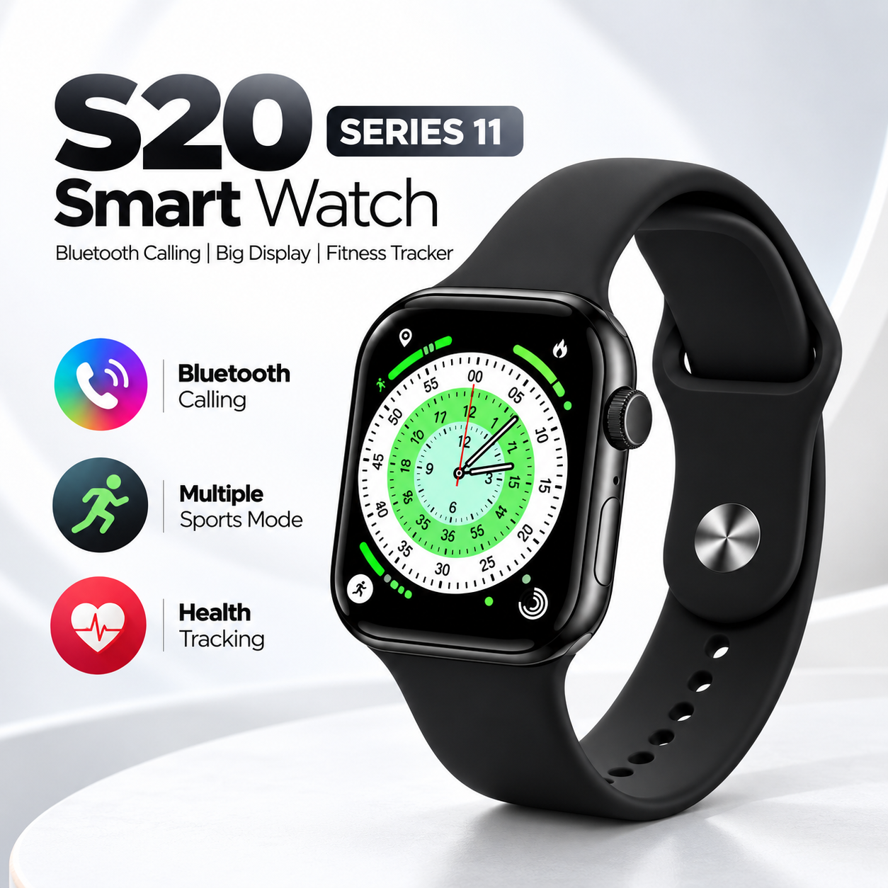 S20 Series 11 Smart Watch – HD Full Touch Display, Bluetooth Calling & Fitness Tracker