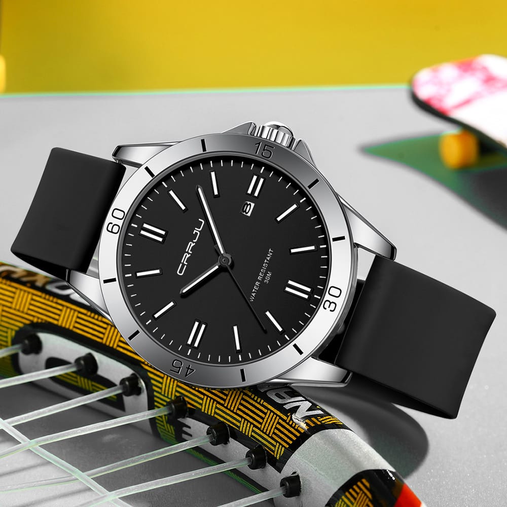 Crrju New 5025 Men's & Ladies' Waterproof Watch (black) - Image 2